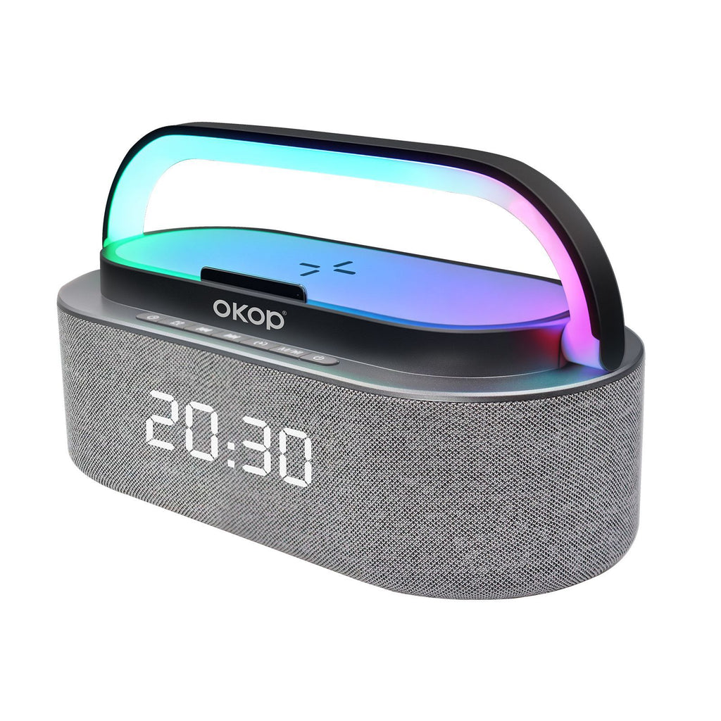 Bluetooth Speaker with Alarm Clock & Wireless Charger