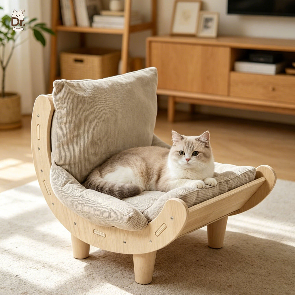 Wear-Resistant Cat Sofa Bed with Wooden Frame
