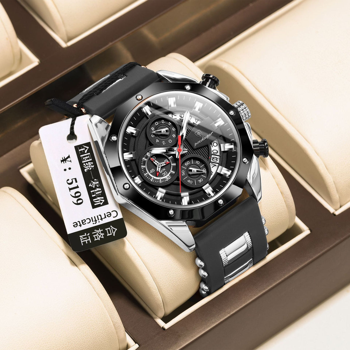 Silicone Band Multi-function Chronograph Men's Watch