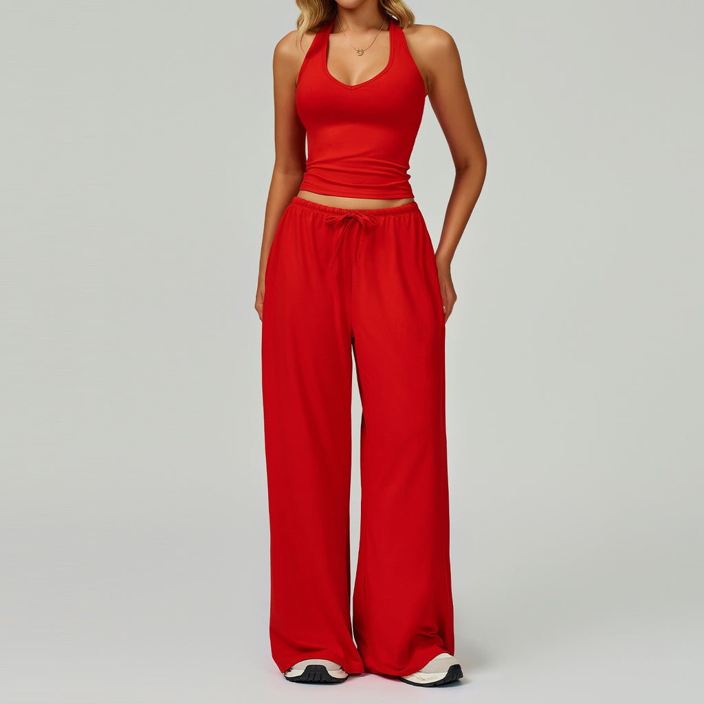 Women's Brushed Yoga Set - Quick-Dry Strappy Back Workout Outfit