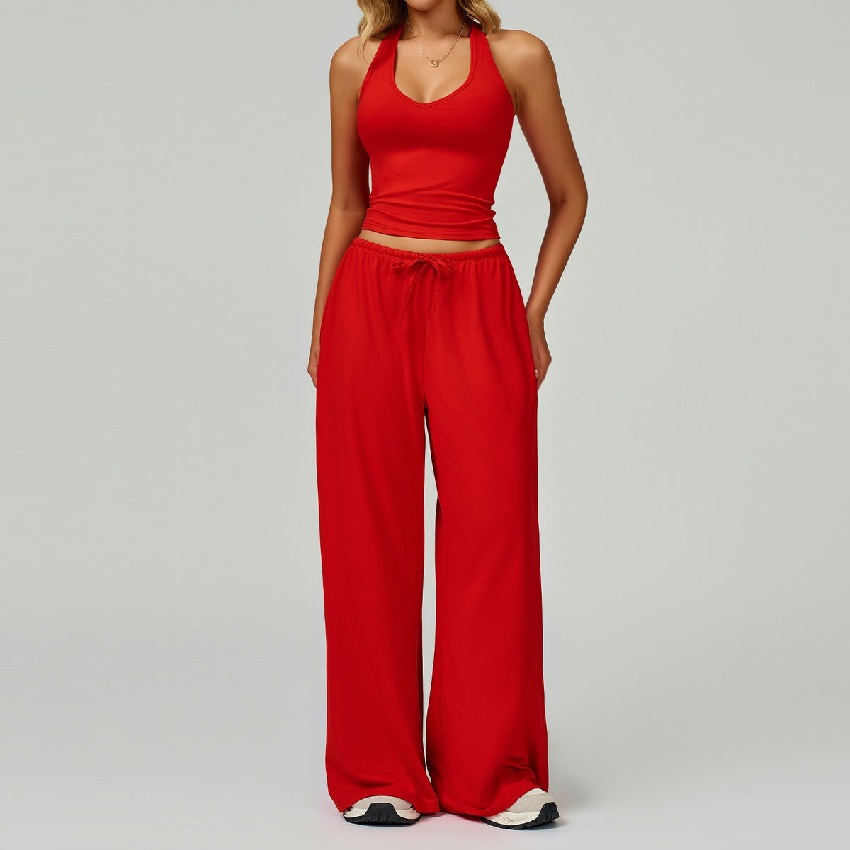 Women's Brushed Yoga Set - Quick-Dry Strappy Back Workout Outfit
