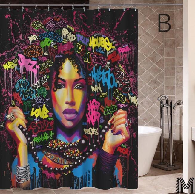 Art Design Graffiti Hip Hop African Girl with Black Hair Big
