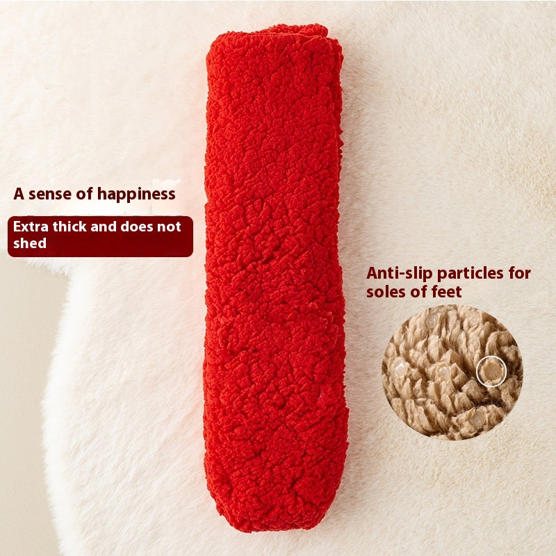 Winter Floor Socks Velvet Thicken Warm Coral Cute