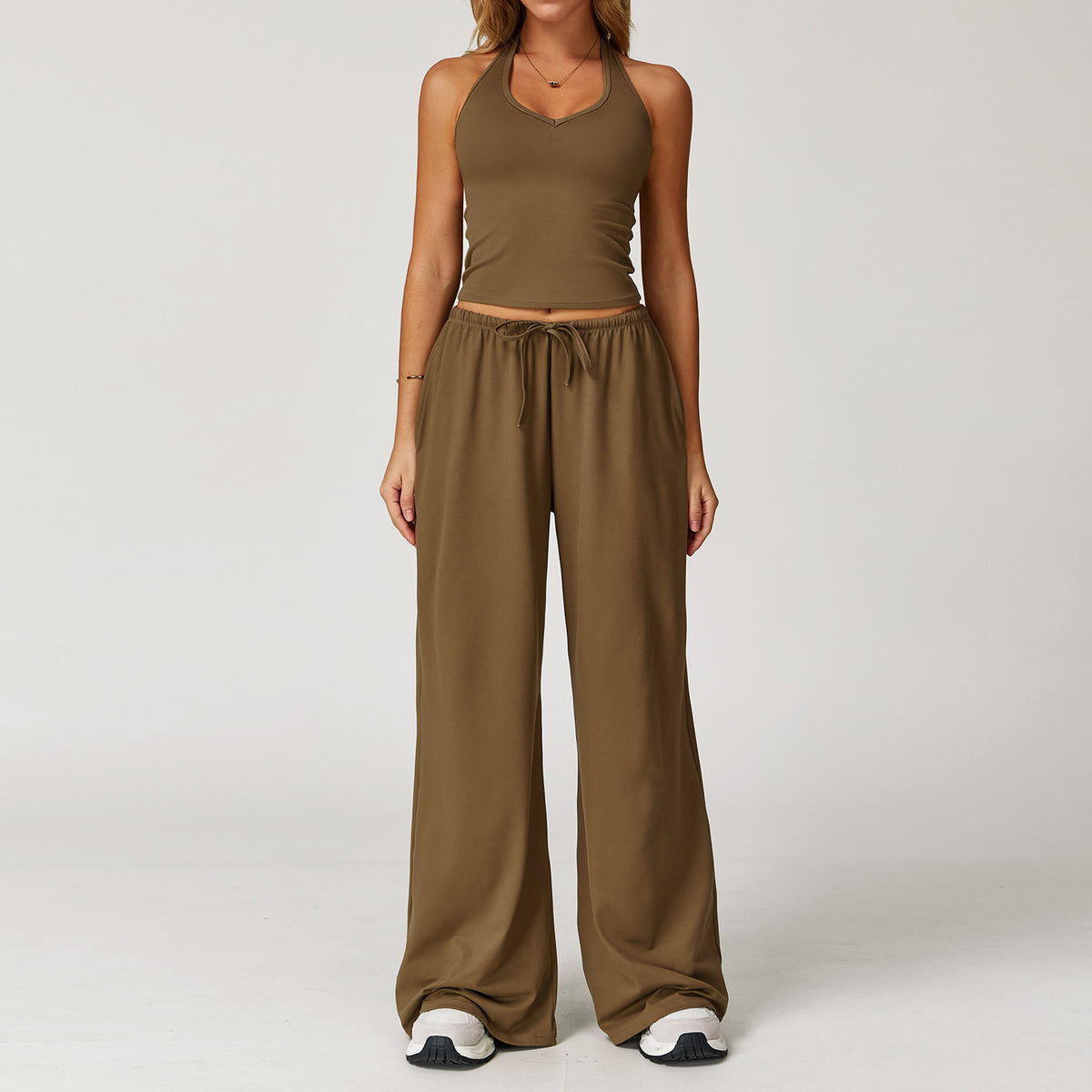 Quick-Dry Brushed Yoga Set – Tank Top & Leggings