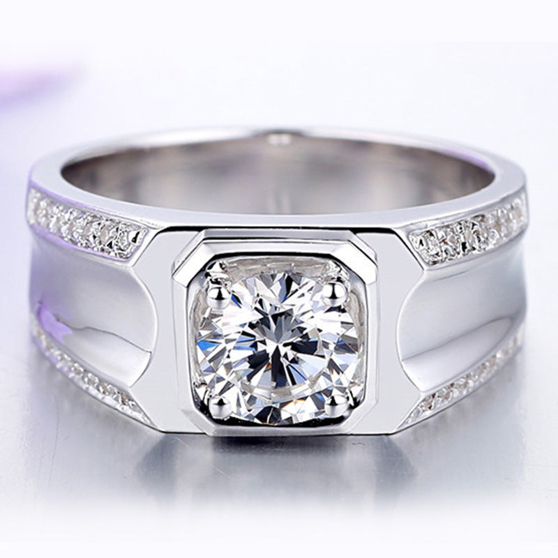 Couple Ring Diamond Sterling Silver Gold Plated