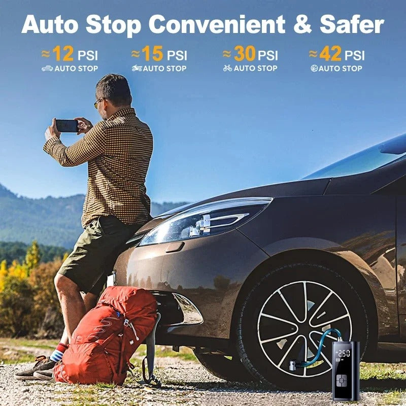 Portable Rechargeable Tire Inflator with Digital Gauge