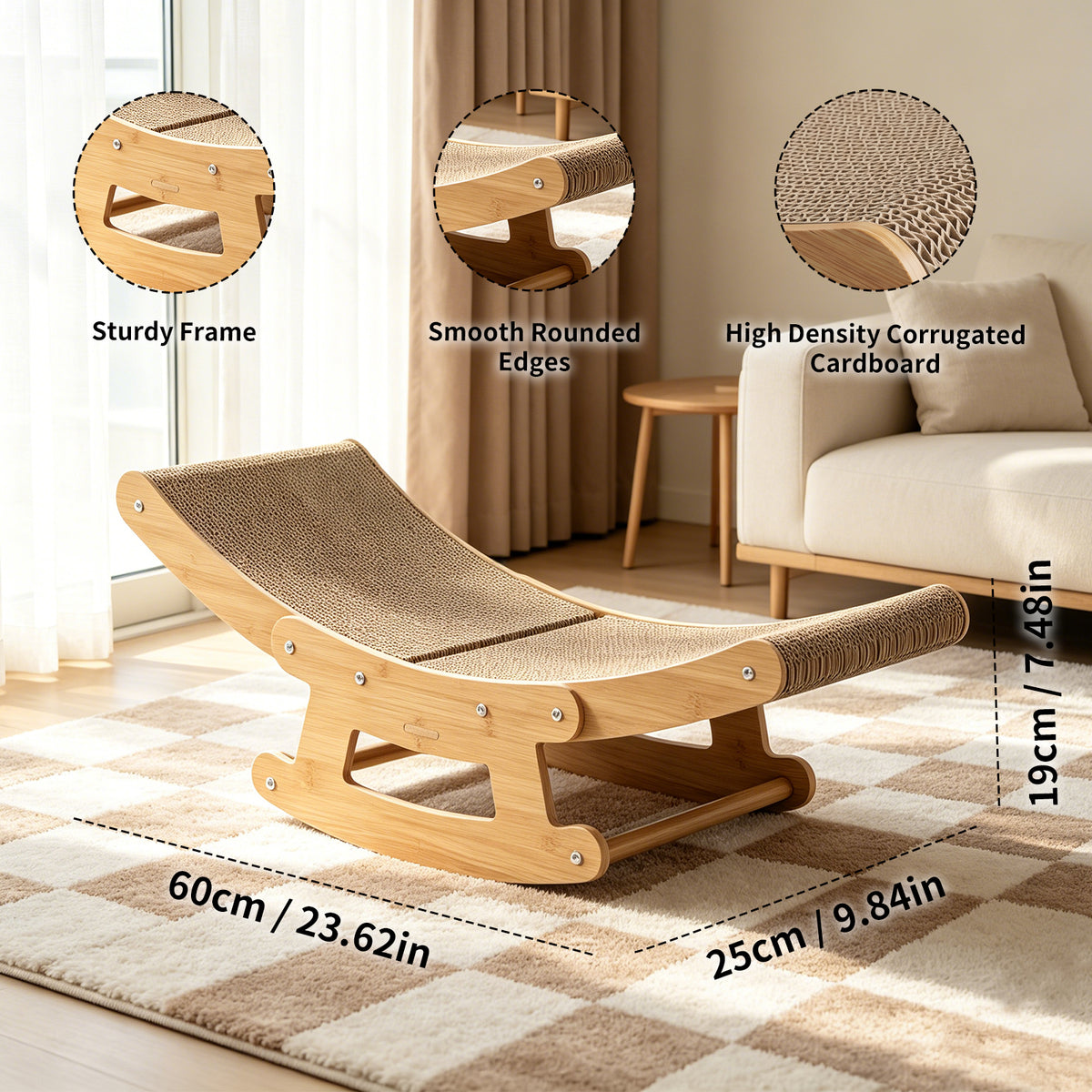 2-in-1 Cat Rocking Scratcher Lounge Chair