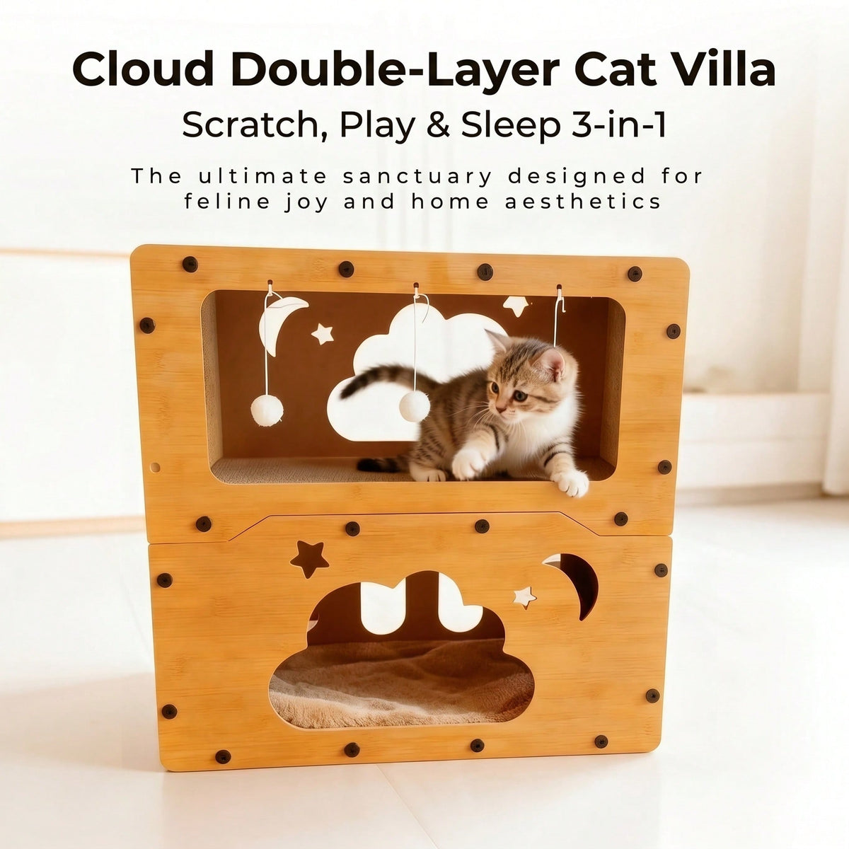 2-in-1 Cat Scratcher House – Double-Layer Cat Bed