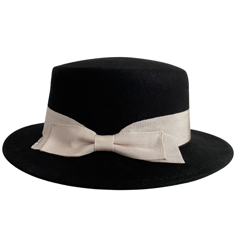 Bow Japanese British Western French Retro Flat-brimmed Cap