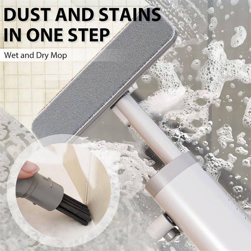 Rotatable Self-Squeeze Mini Mop With Crevice Brush Hand