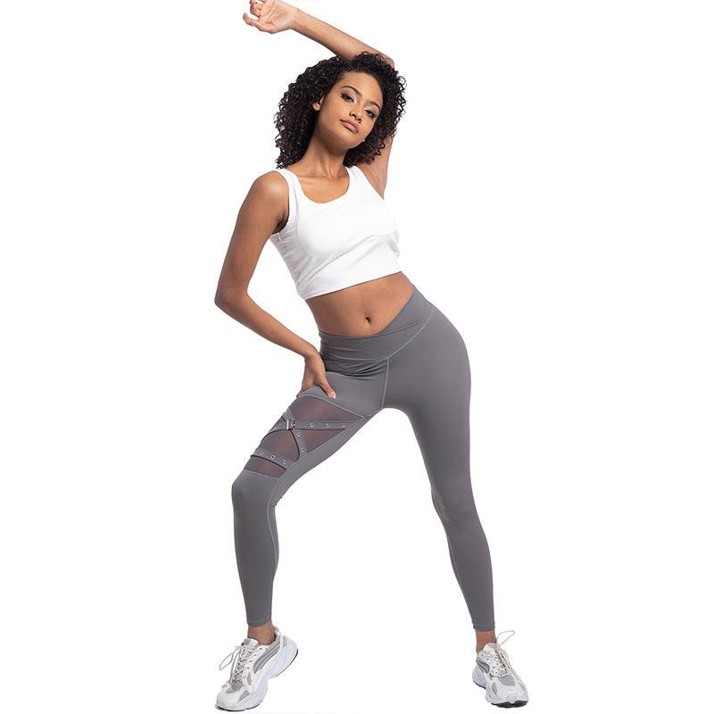 Women's Crisscross Waist Mesh Yoga Leggings