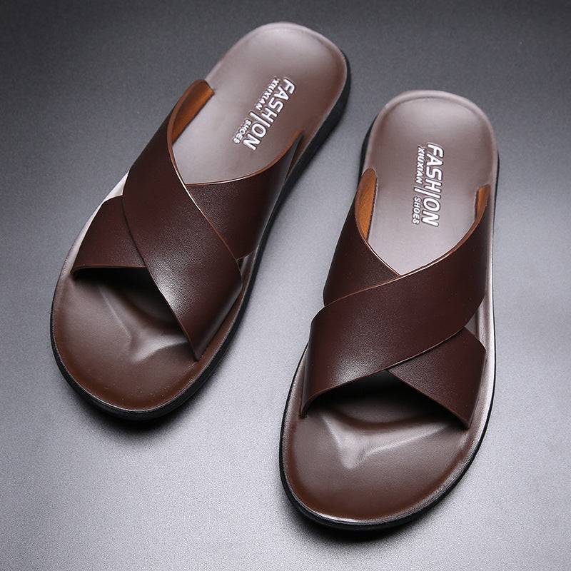 Men's Soft Leather Slippers for Indoor & Outdoor