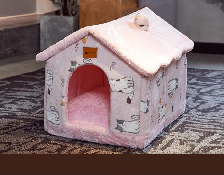 Foldable Dog House Pet Cat Bed Winter Villa Sleep Kennel
