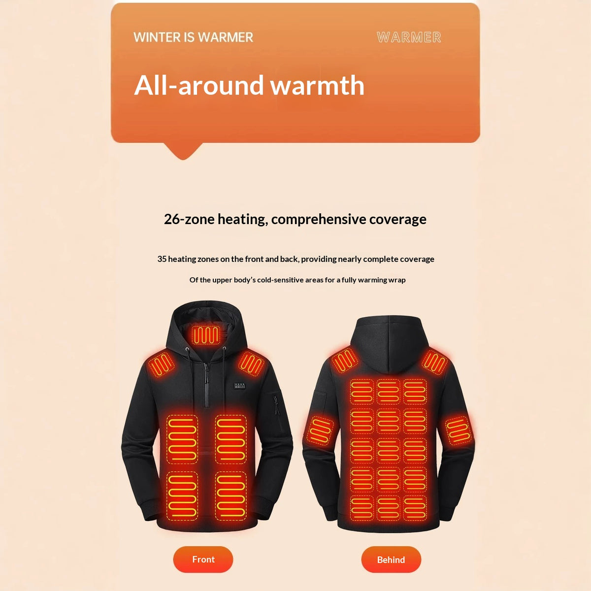USB Heated Hoodie Pullover – 4 Heat Modes