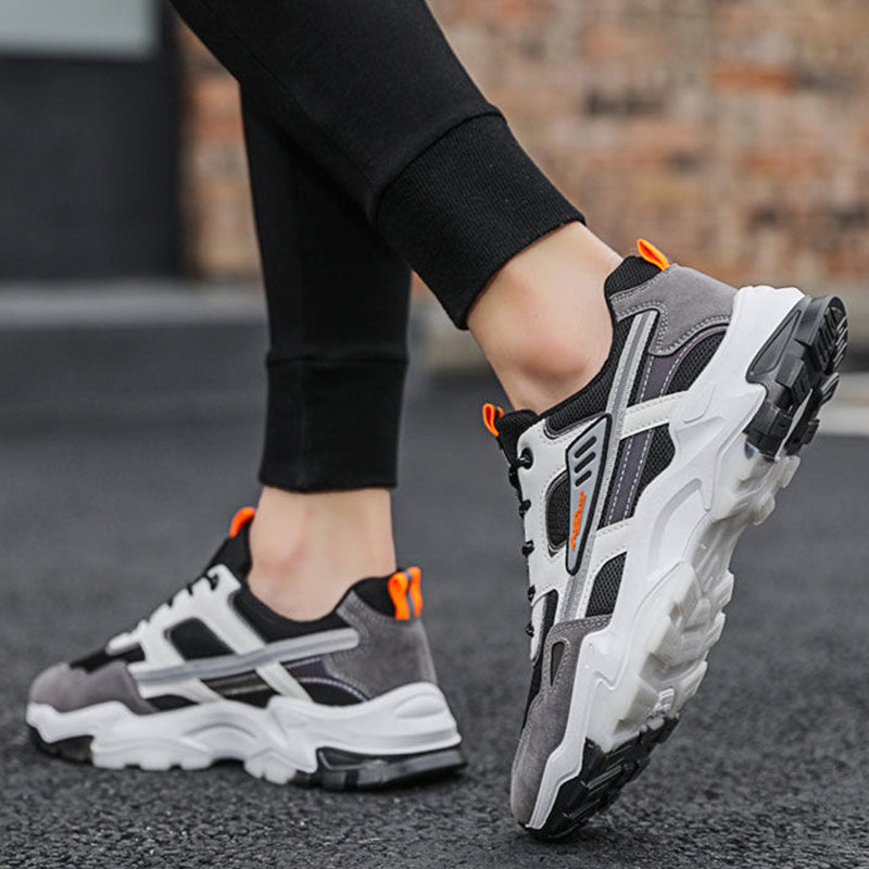Black White Lace-up Sneakers Men Outdoor Breathable Csual Mesh