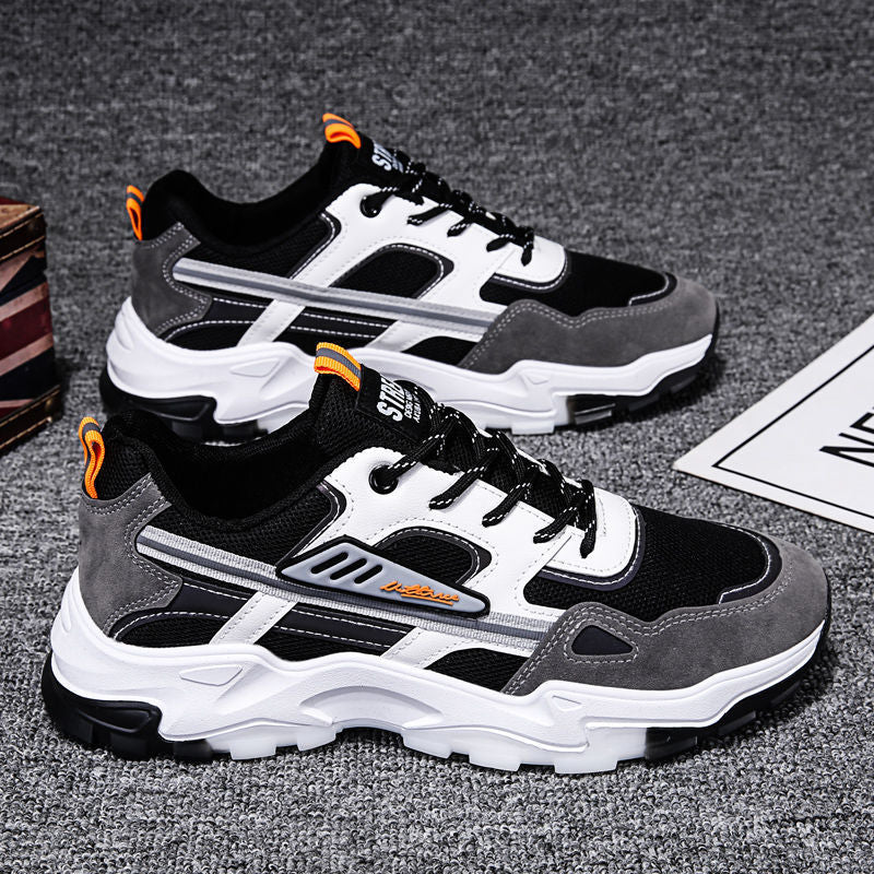 Black White Lace-up Sneakers Men Outdoor Breathable Csual Mesh