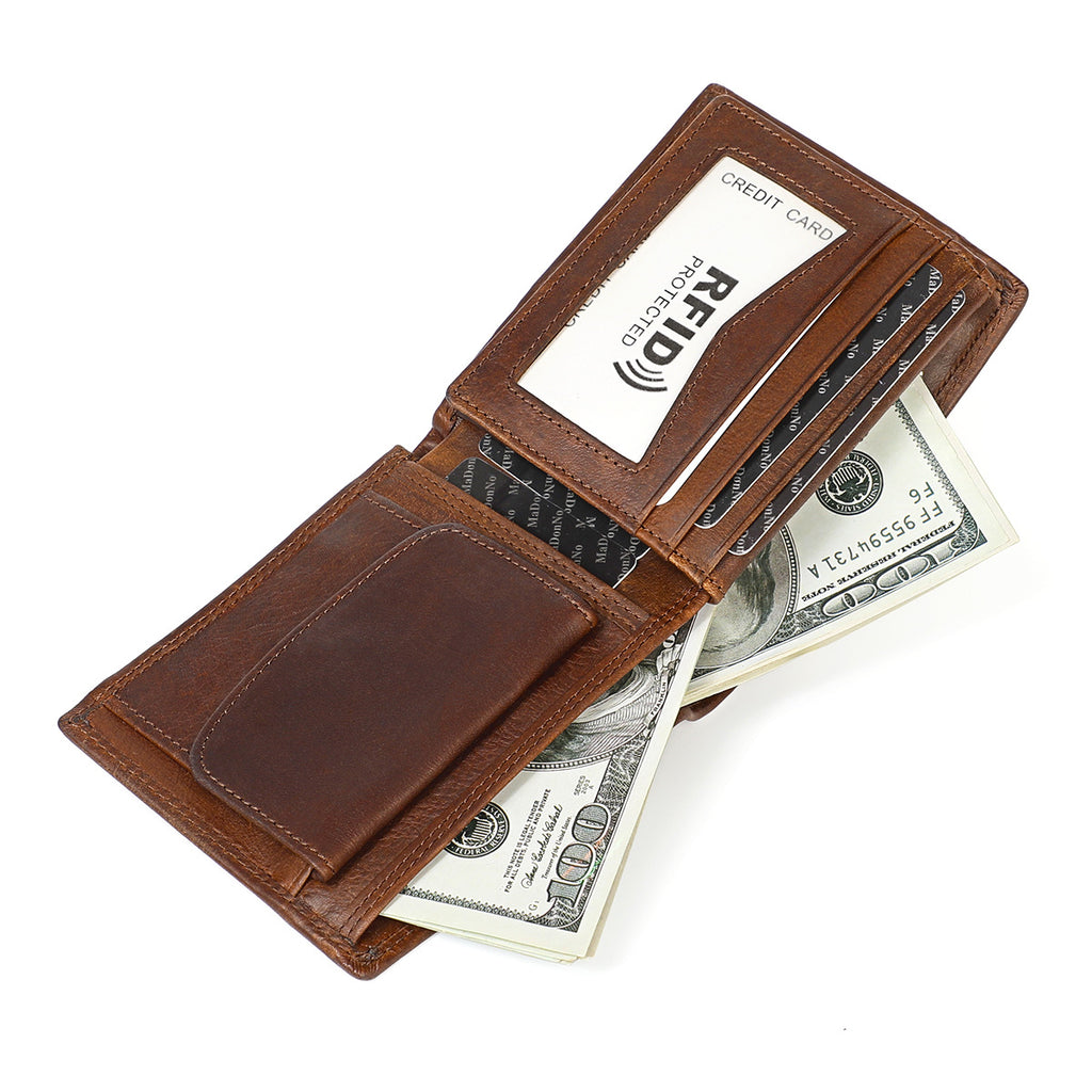 Men's Genuine Cowhide RFID Blocking Wallet
