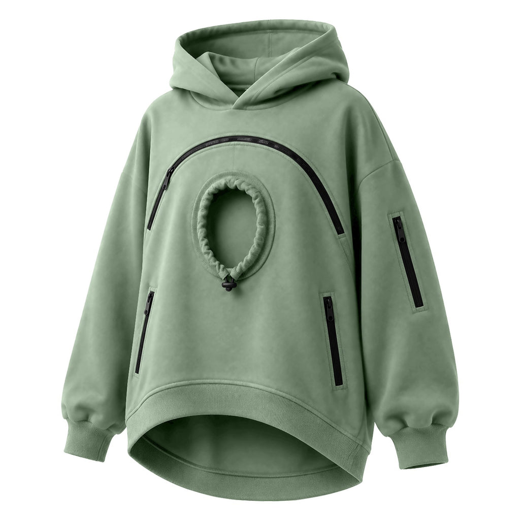 Women's Fleece Hoodie with Cat Pocket