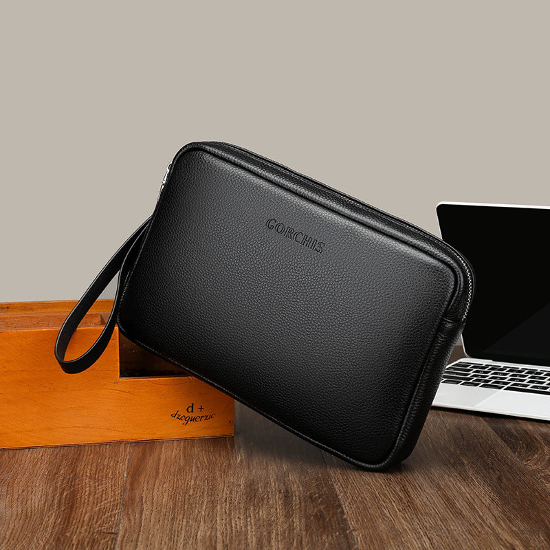 Men's Genuine Leather Clutch Bag — Large Capacity