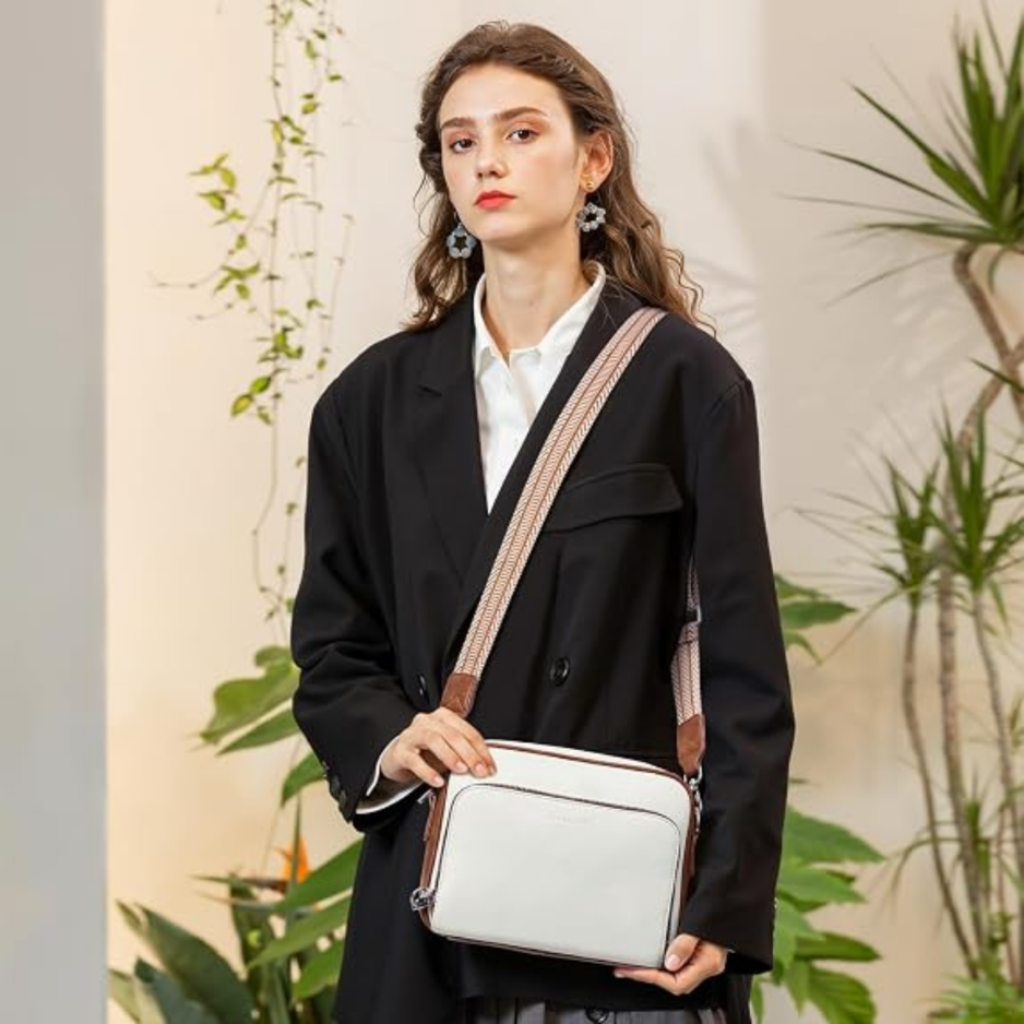 Women's Vegan Leather RFID Crossbody Purse with Built-In Wallet