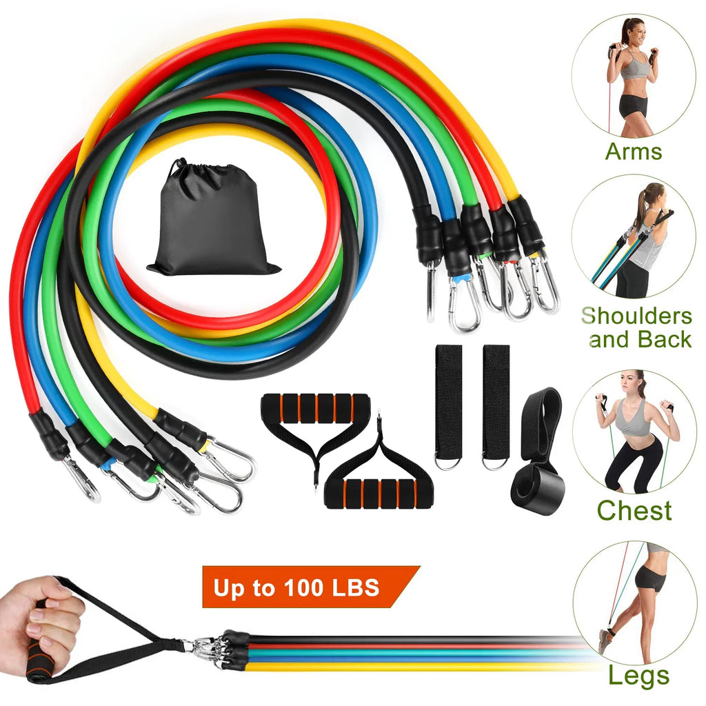 11-Piece Resistance Band Set with Handles & Door Anchor