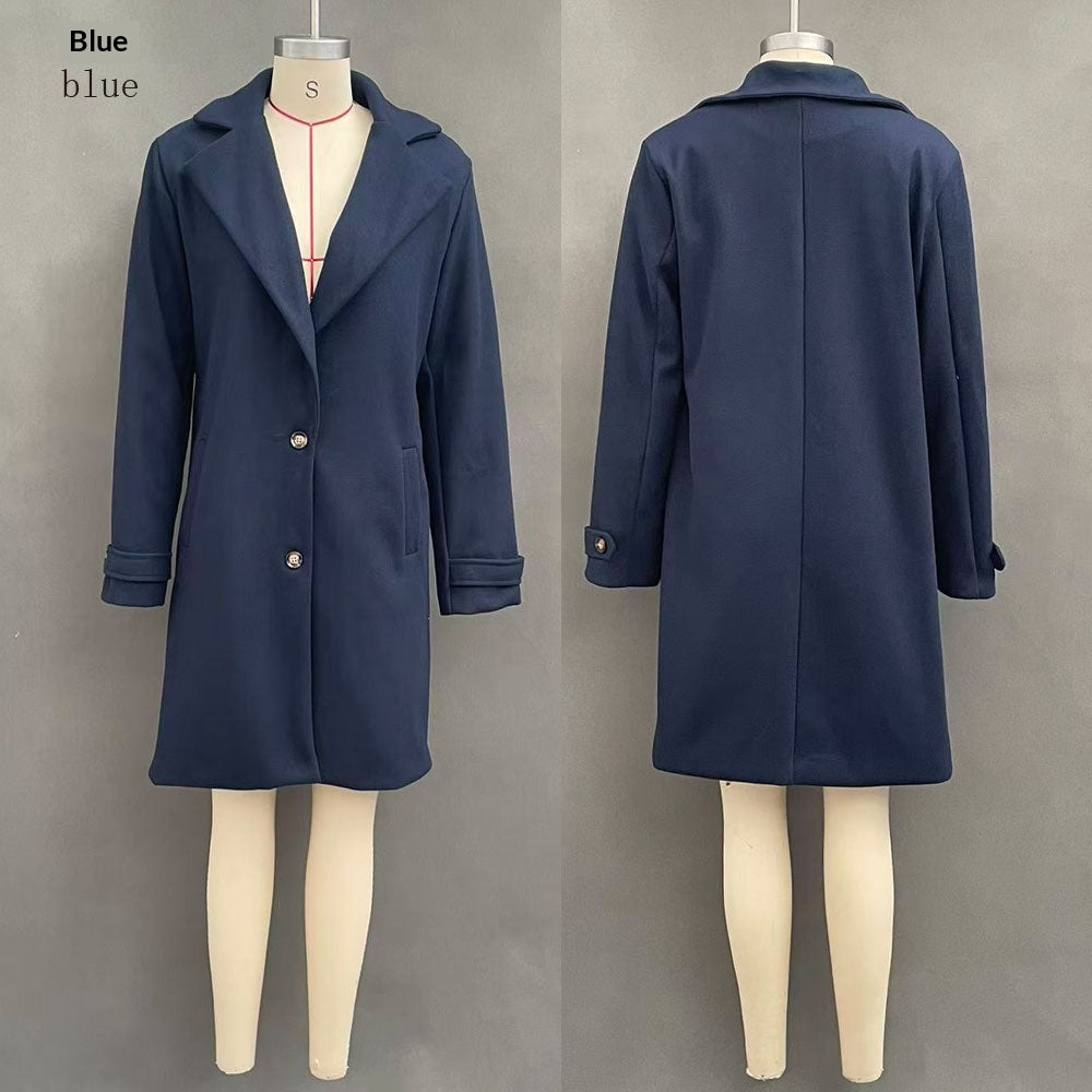 Women's Elegant Midi Plaid Lapel Coat