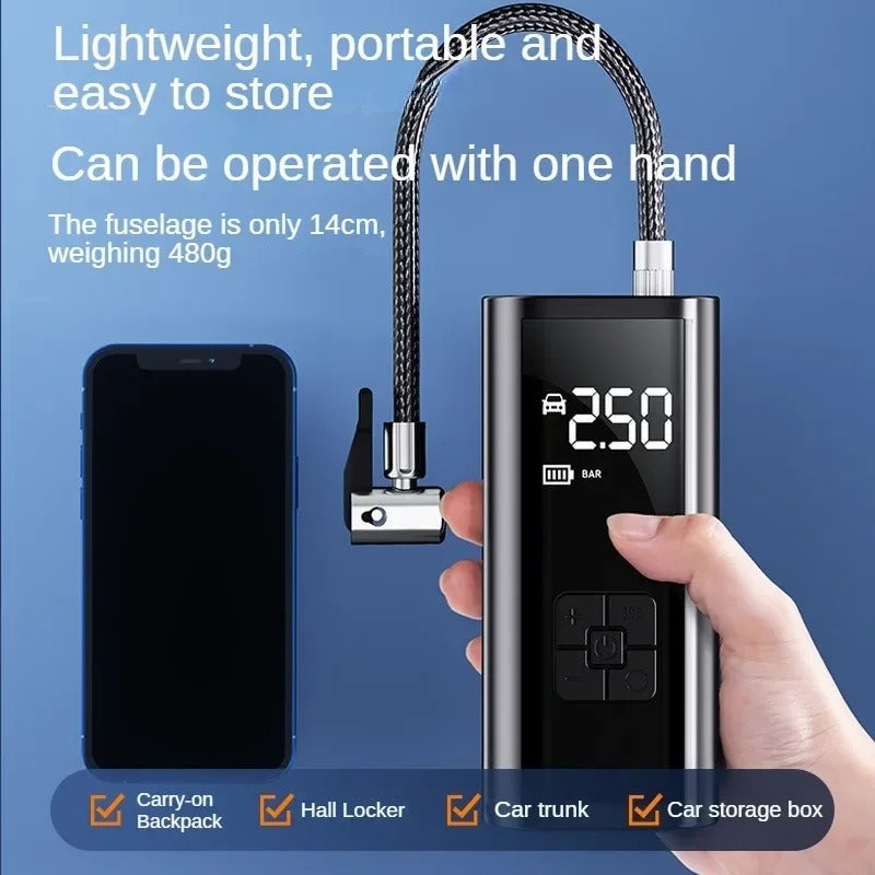 Portable Rechargeable Tire Inflator with Digital Gauge