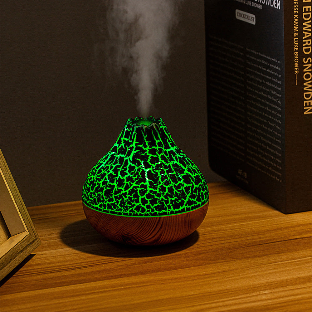 Volcano Humidifier Wood Grain Fog Mute Seven-color Ambience