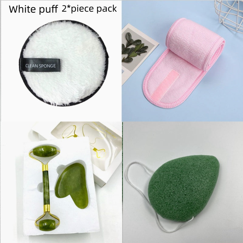Konjac Facial Sponge, Jade Roller & Headband Set