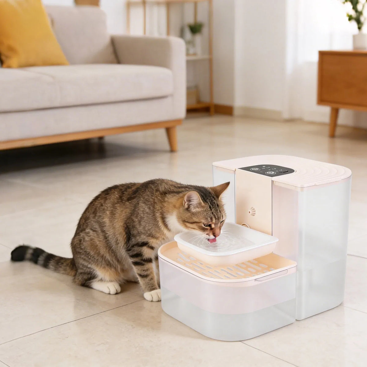 Cordless 4.5L Pet Water Fountain with Dual-Tank Filtration