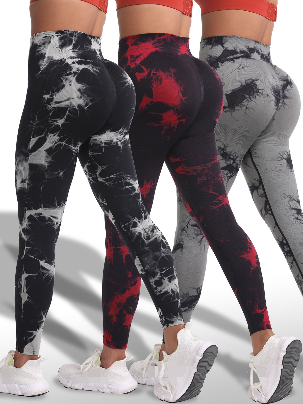 Women's 3-Pack Tie-Dye High-Waist Seamless Leggings