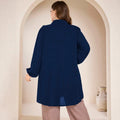 Women's Plus-Size Lace-Trim Lantern Sleeve Shirt