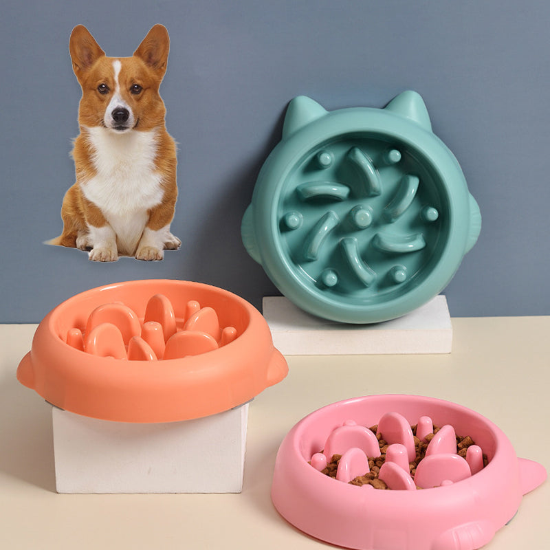 Pet Dog Cat Slow Feeder Bowls Anti Choking Dish Bowl Home