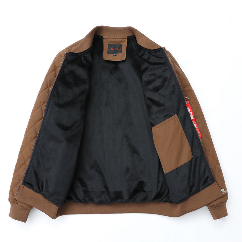 Men's Stand-Collar Padded Faux Leather Jacket