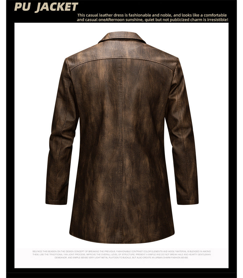 Men's Loose-Fit Faux Leather Jacket