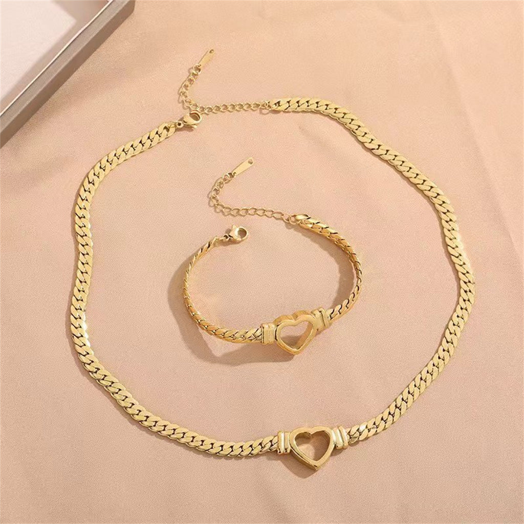 Personalized Love Chain Necklace Bracelet For Women Titanium