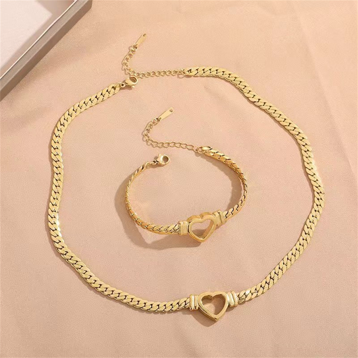 Personalized Love Chain Necklace Bracelet For Women Titanium