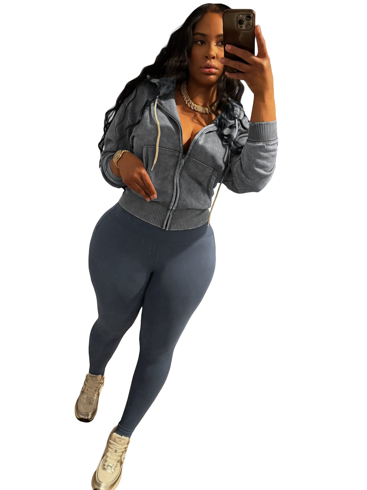 Women's Zip-Up Hoodie & Yoga Pants 2-Piece Set