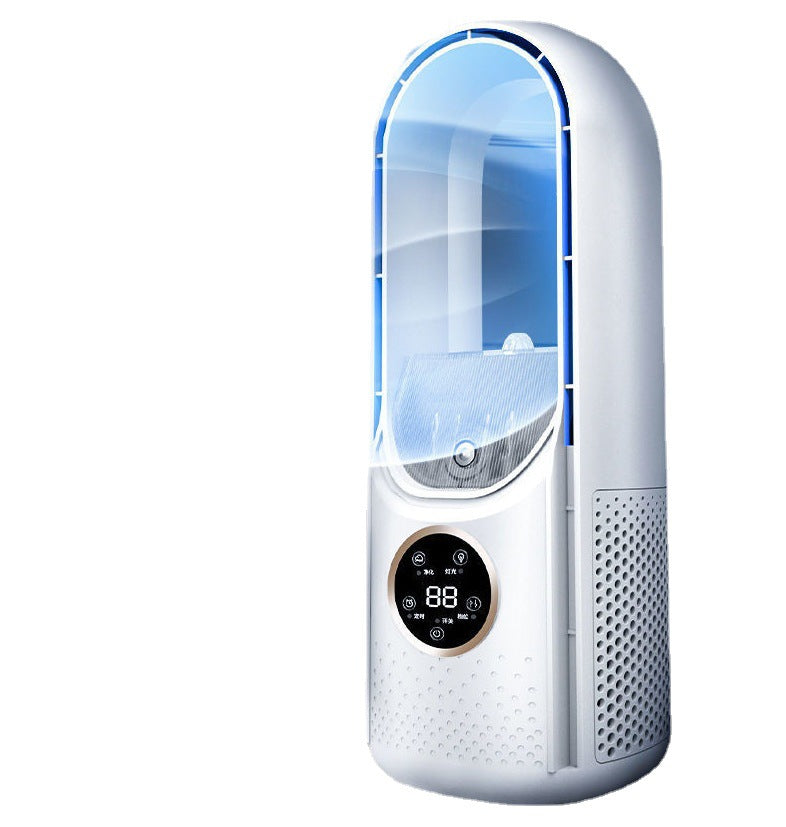 Portable USB Air Cooler Leafless Electric Fan Silent Timer