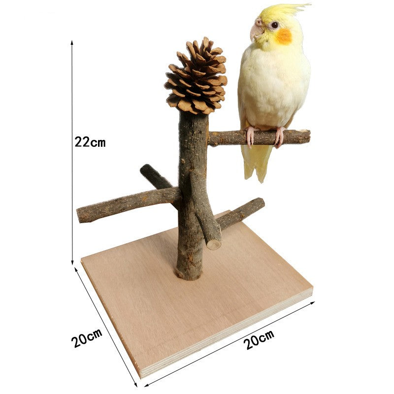Solid Wood Parrot Station Frame Training Bird Shelf Toys