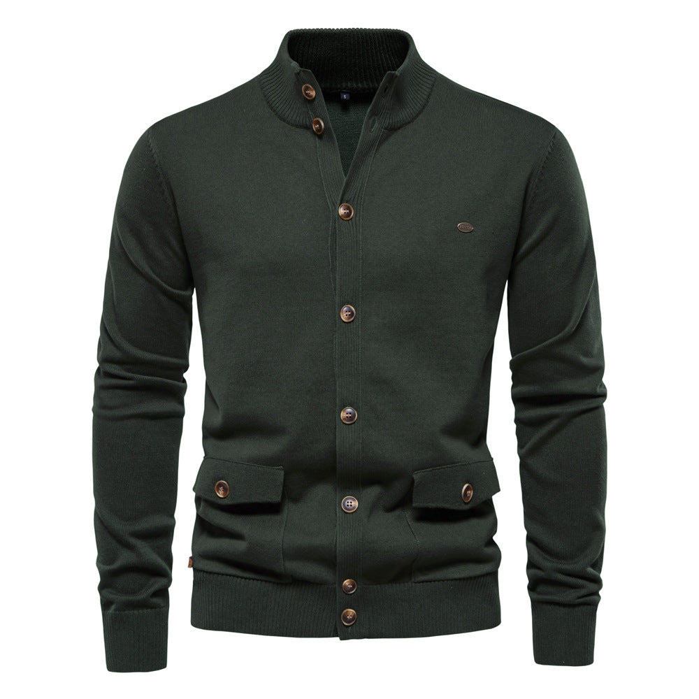 Men's Business Casual Knit Cardigan Sweater - Solid Color