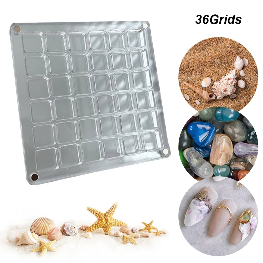 36 64 Grids Seashell Display Box Acrylic Magnetic Case