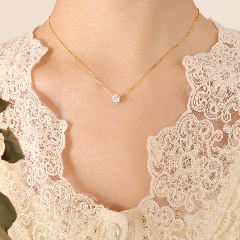 Short Necklace For Ladies Zircon Inlaid Solitaire