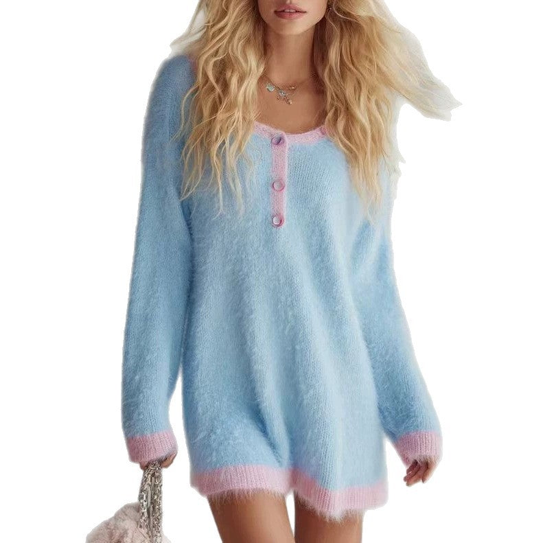 Women's Color-Block Knit Sweater Dress