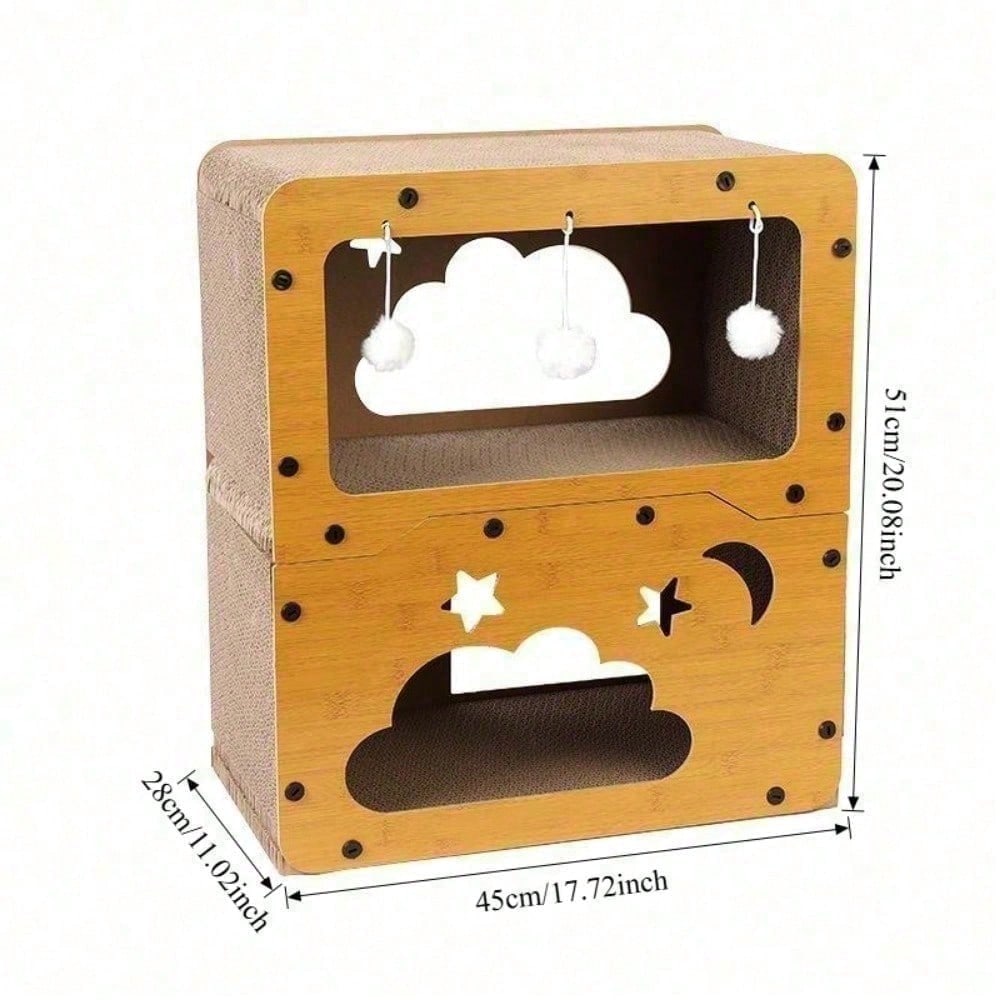 2-in-1 Cat Scratcher House – Double-Layer Cat Bed