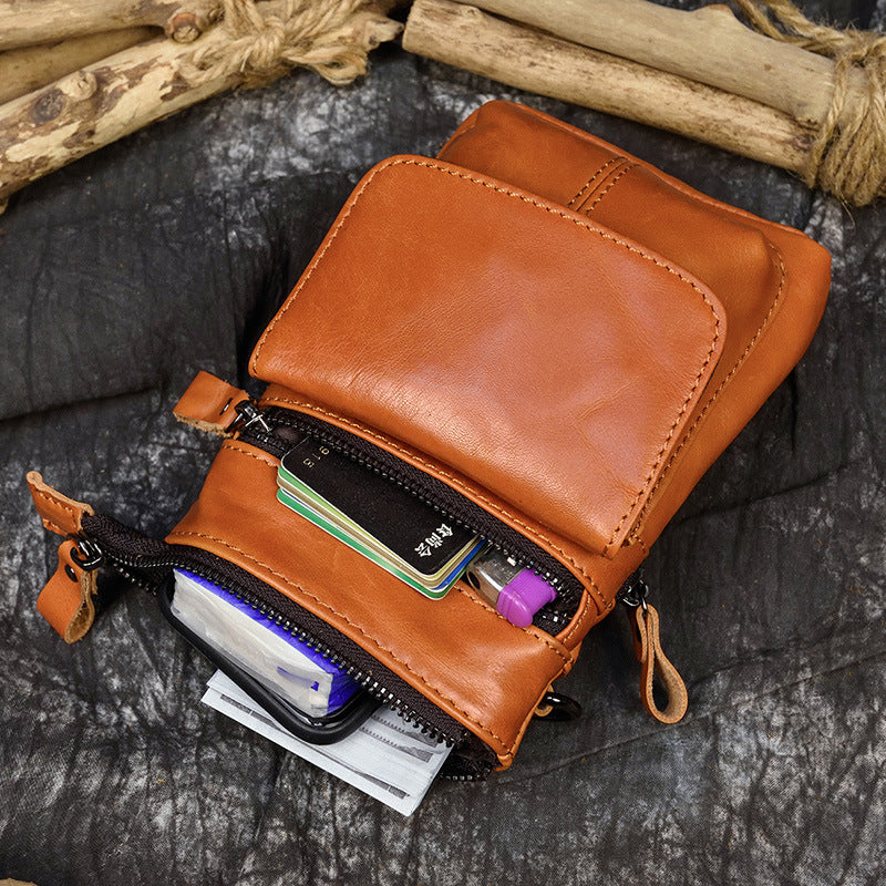 Crazy Horse Leather Belt Bag for Men