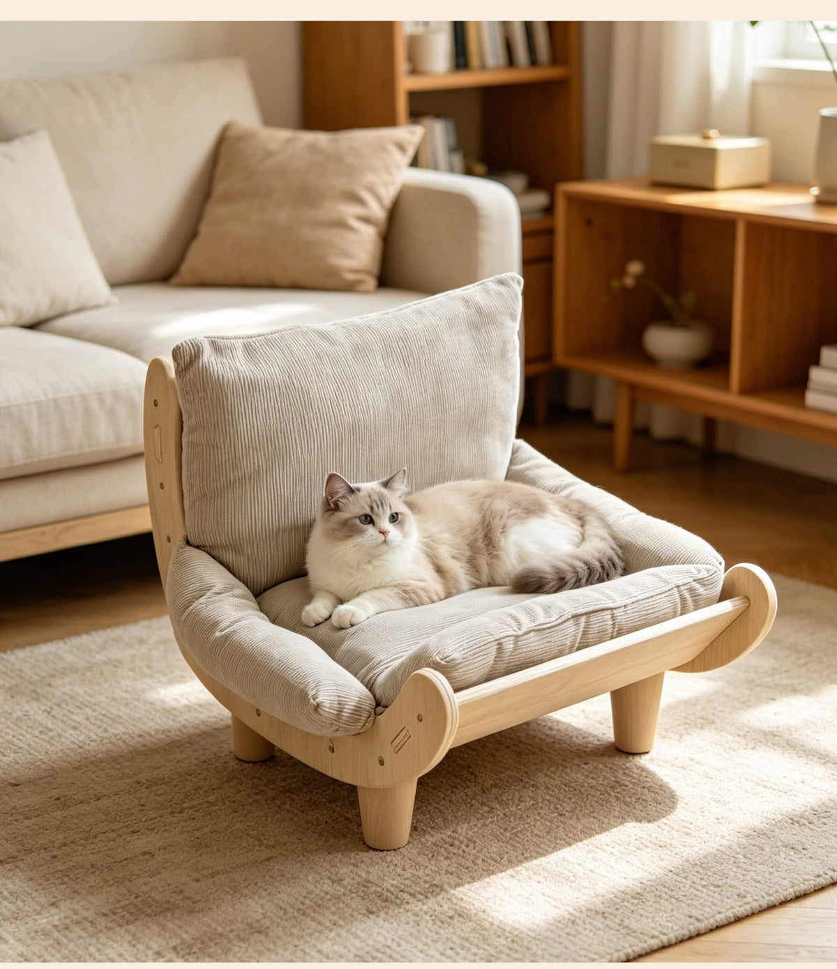 Wear-Resistant Cat Sofa Bed with Wooden Frame