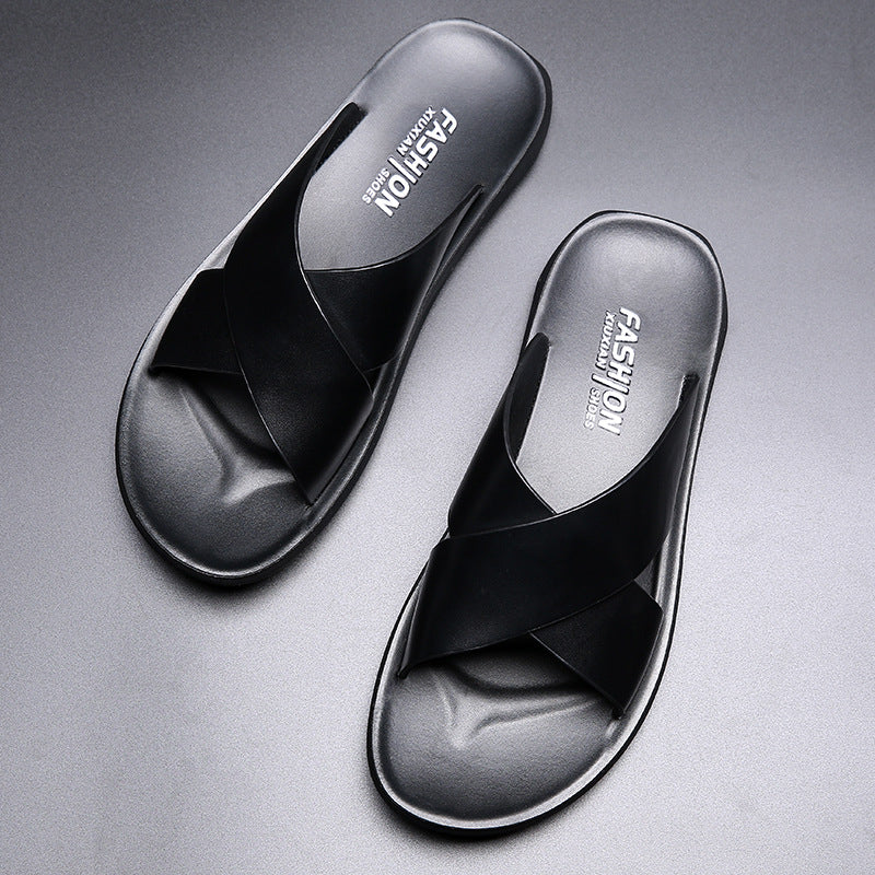Men's Soft Leather Slippers for Indoor & Outdoor