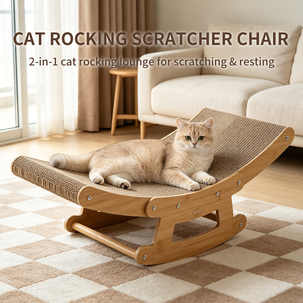 2-in-1 Cat Rocking Scratcher Lounge Chair