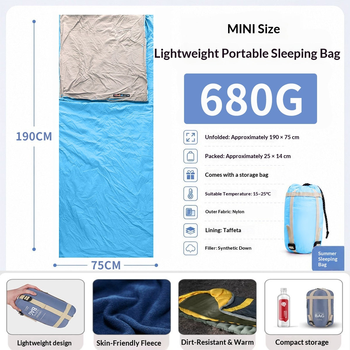 Ultra-Light Travel Sleeping Bag Liner